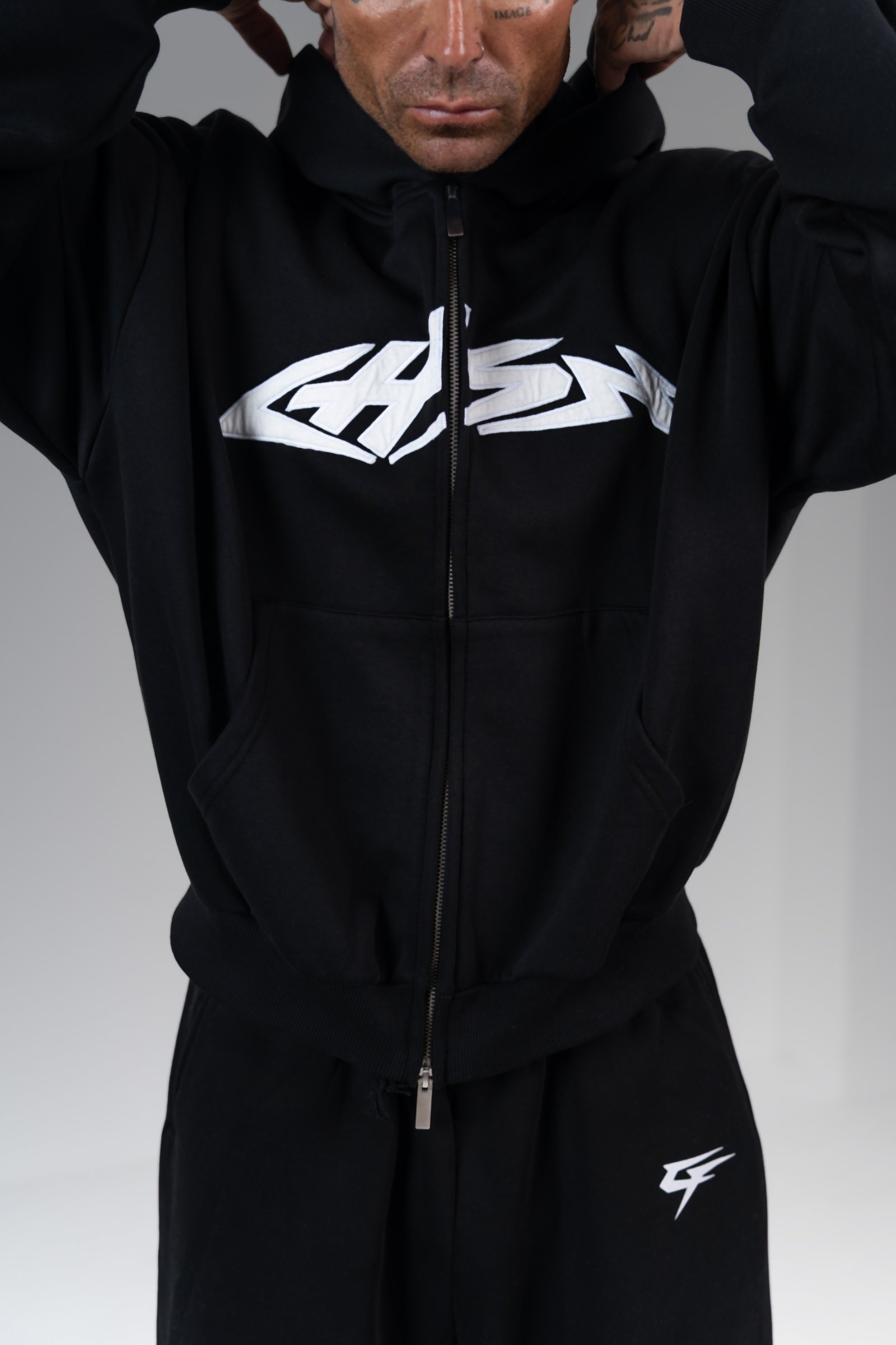 Chosen Few Athletics — Obsidian Black, hoodie detail