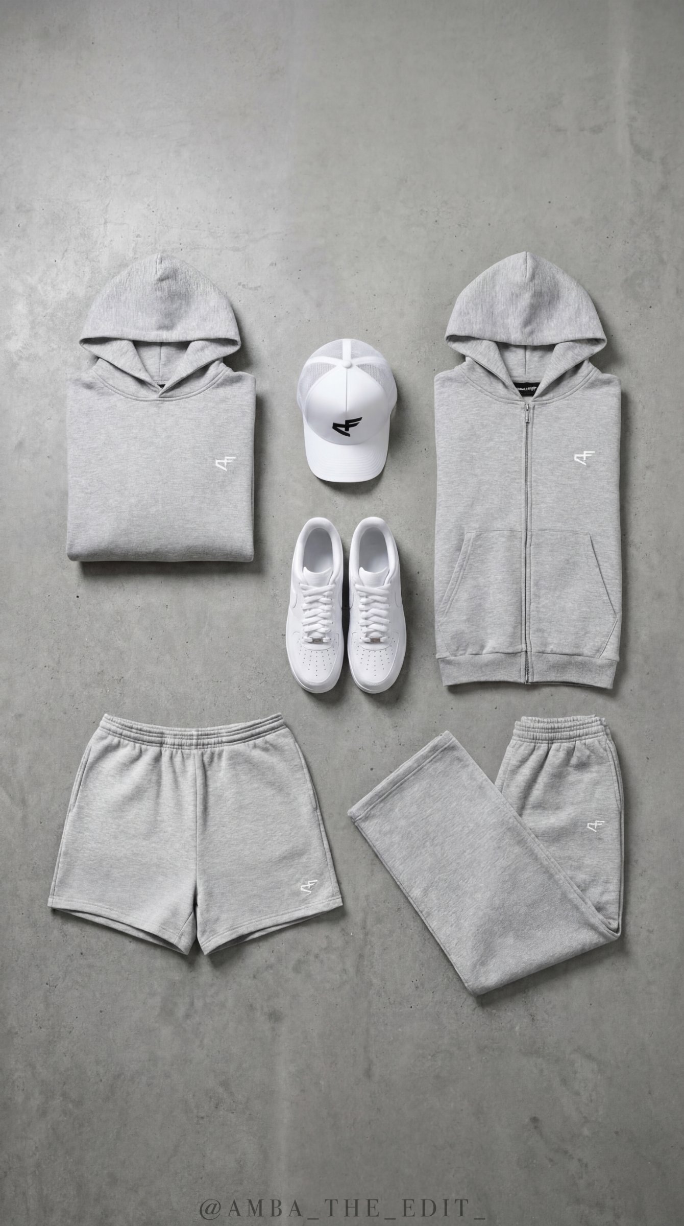 Chosen Few Athletics — grey fleece collection, flat lay