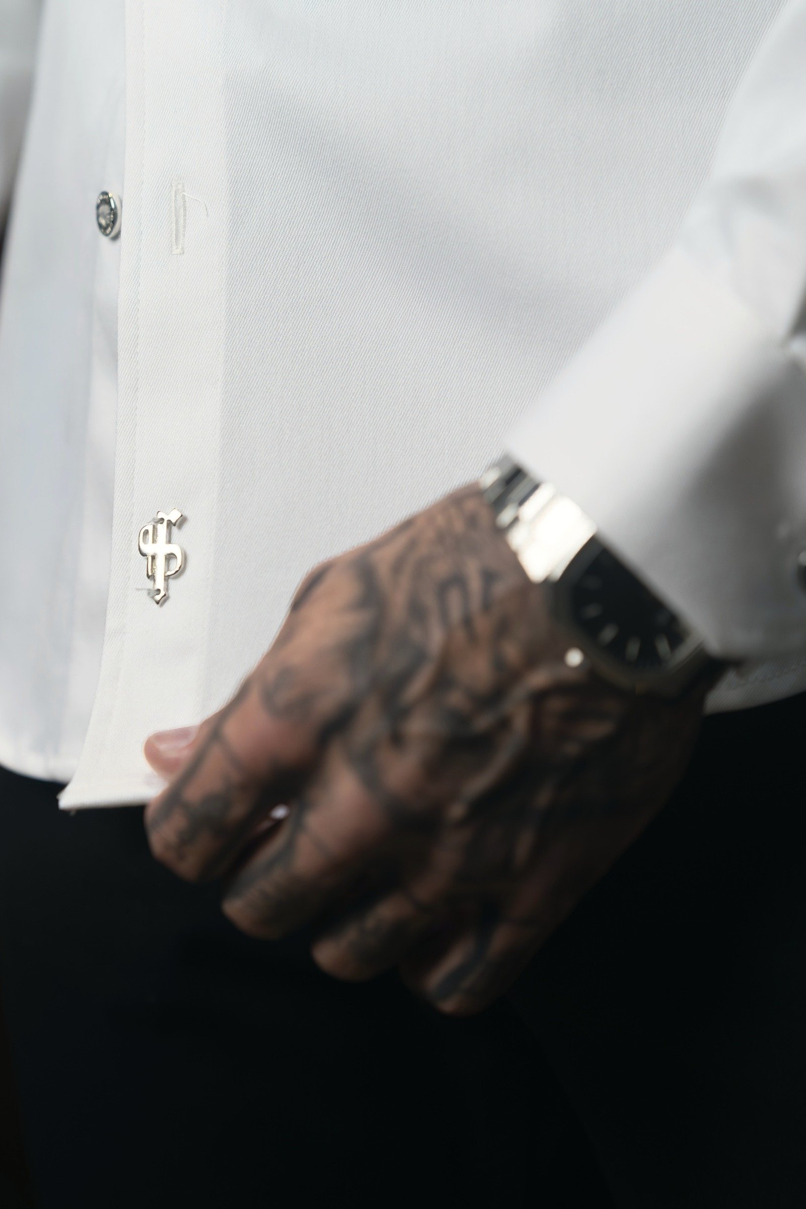 Super Slim Stretch White Denim Shacket with Silver Buttons