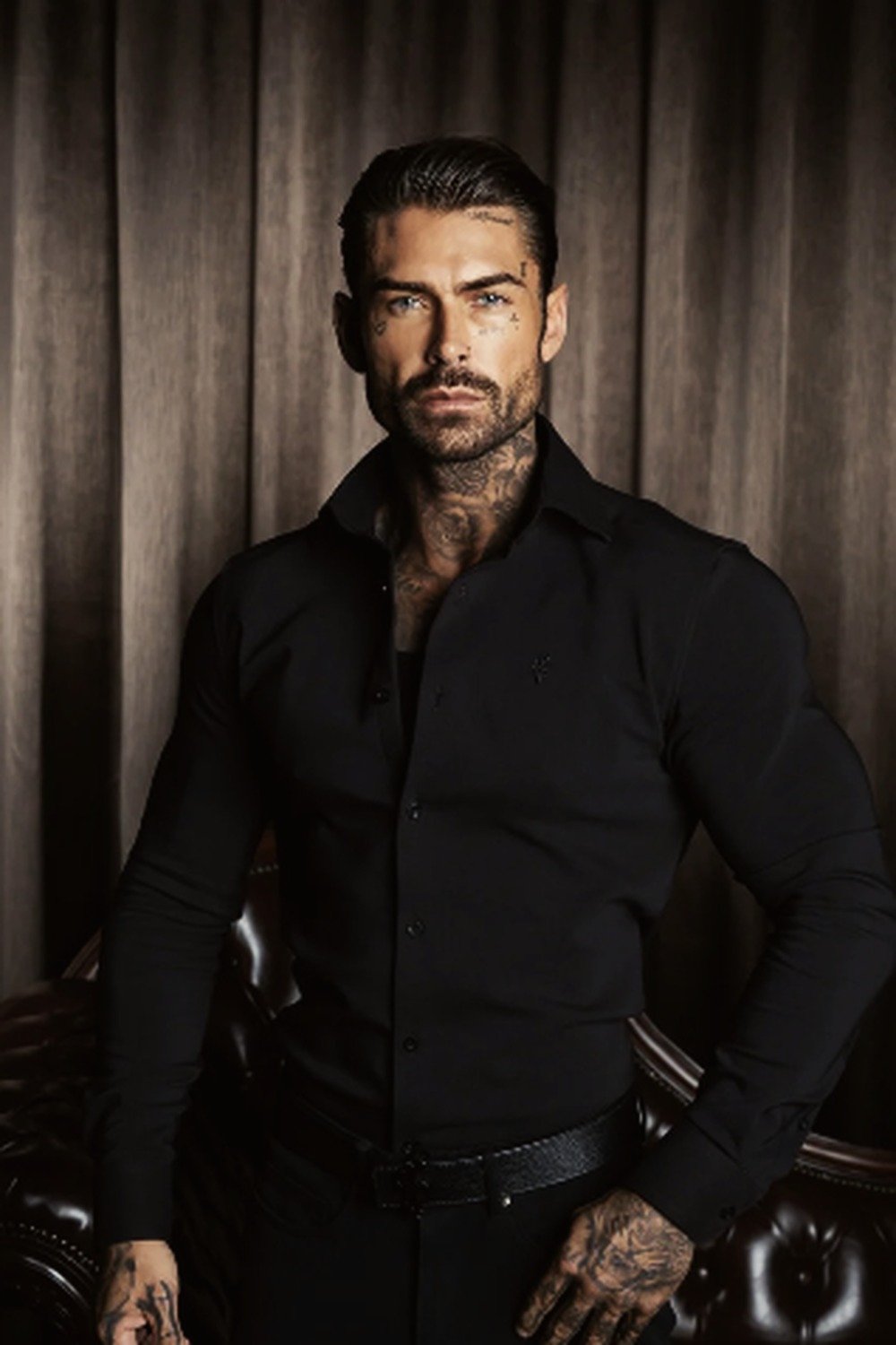Classic Scuba Stretch Long Sleeve with Cutaway Collar, Black